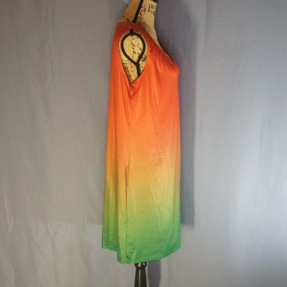 Misslook Ombre Midi Dress Orange to Green - Picture 3 of 8